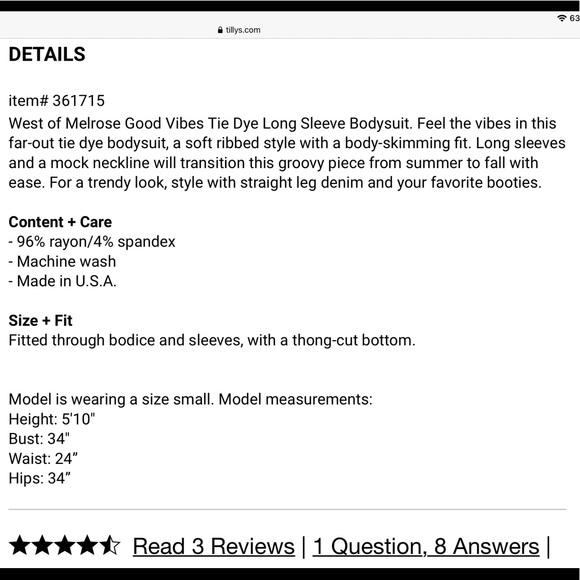 2X HP! NWT West of Melrose Good Vibes Tie Dye Bodysuit - Picture 6 of 6